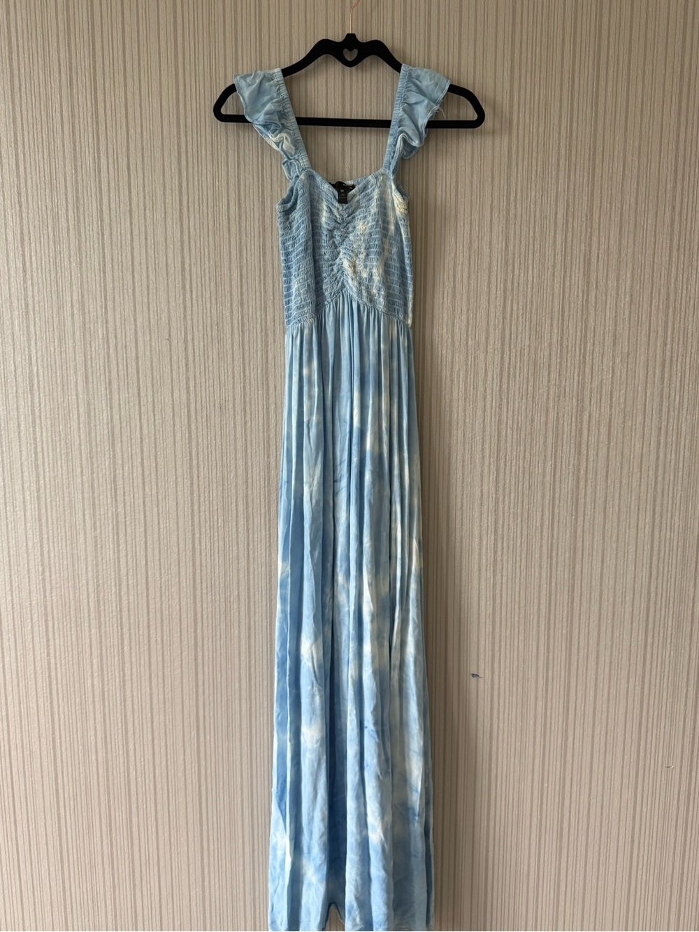 Aqua Light Blue Tie-Dye Maxi Dress